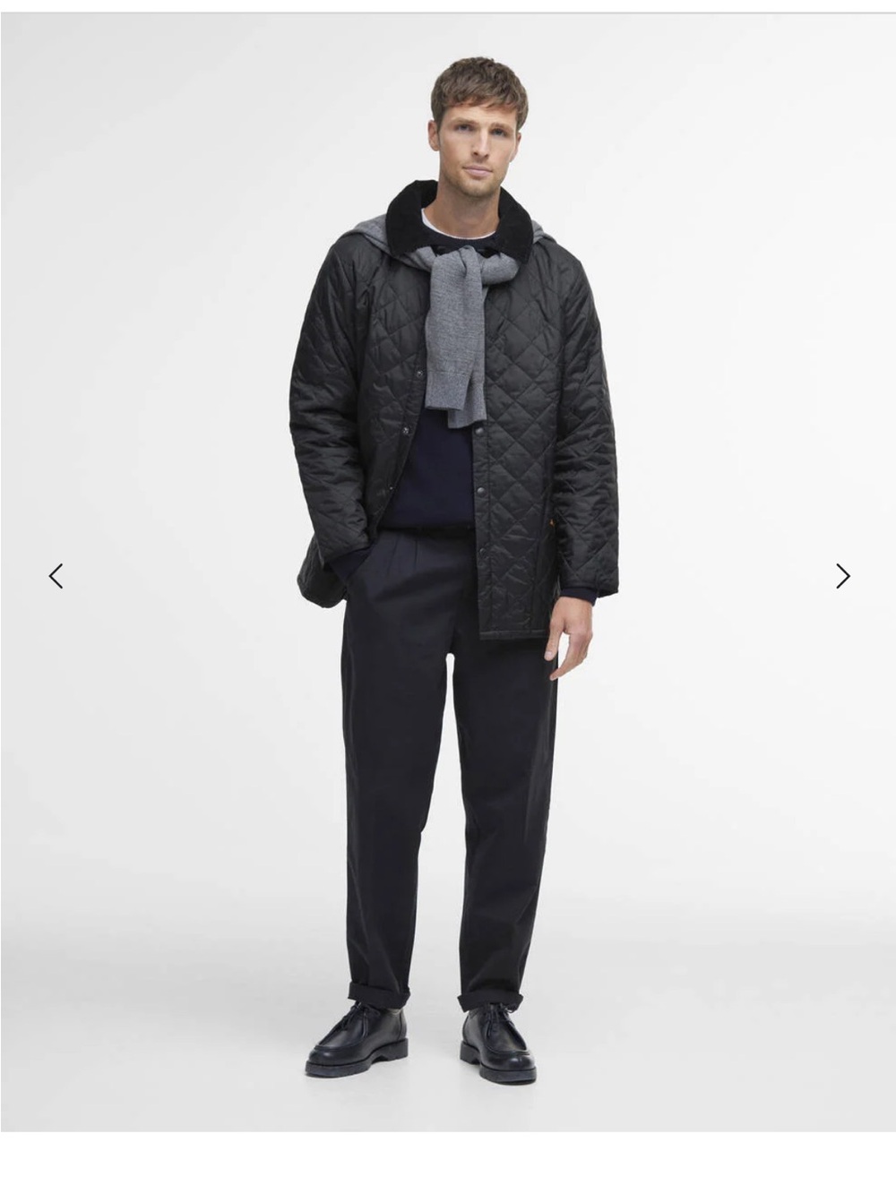 Barbour Black Quilted Puffer Jacket with Contrast Collar